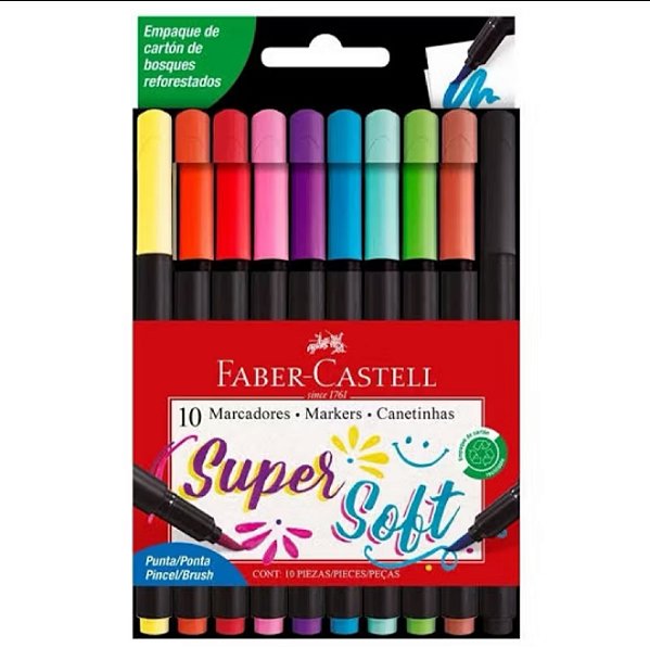 CANETA SUPER SOFT BRUSH PEN 10 CORES FABER CASTELL