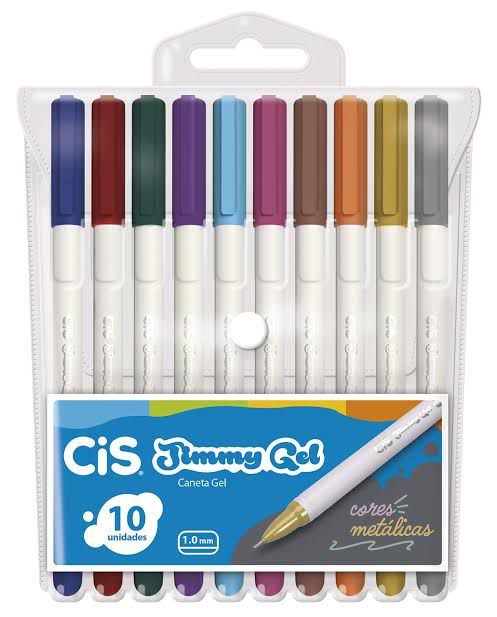 CANETA GEL JIMMY 10 CORES METALICAS 1.0 CIS
