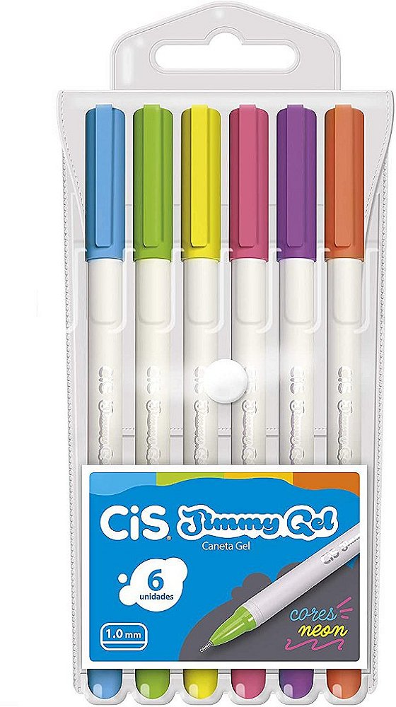 CANETA GEL JIMMY 6 CORES NEON 1.0 CIS
