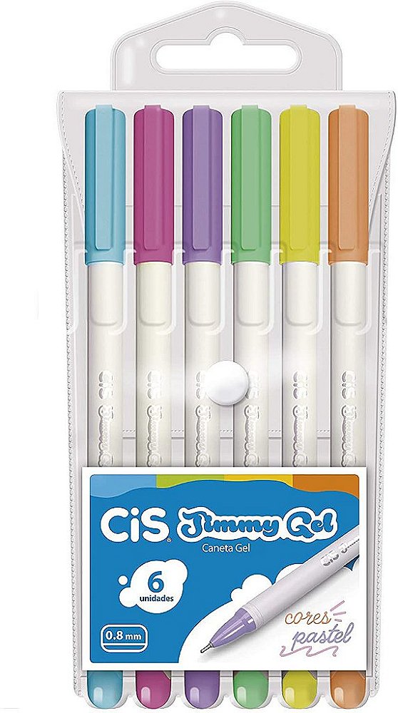 CANETA GEL JIMMY 6 CORES PASTEL 1.0 CIS