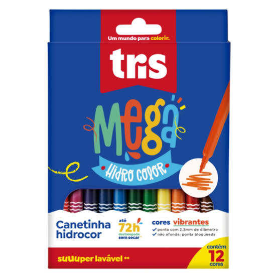 CANETA HIDROCOR 12 CORES MEGA SOFT TRIS