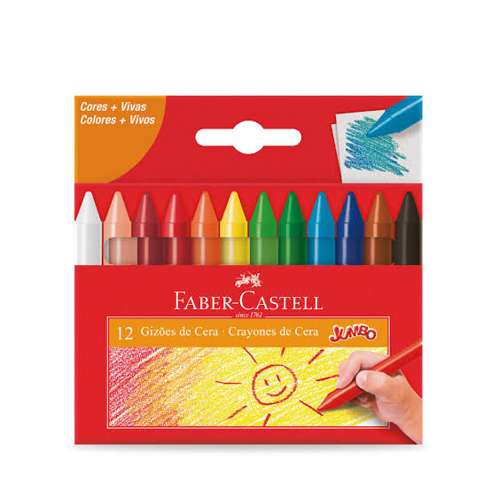 GIZ DE CERA 12 CORES JUMBO FABER CASTELL
