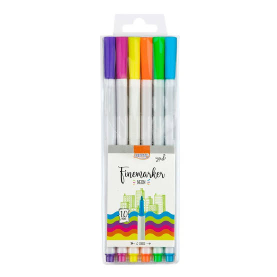 CANETA FINE MARKER 6 CORES NEON 1.0 BRW