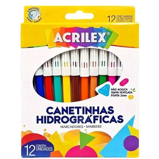 CANETA HIDROCOR 12 CORES ACRILEX