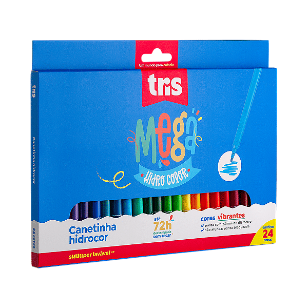CANETA HIDROCOR 24 CORES MEGA SOFT TRIS