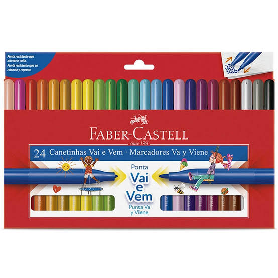 CANETA HIDROCOR 24 CORES VAI E VEM FABER CASTELL