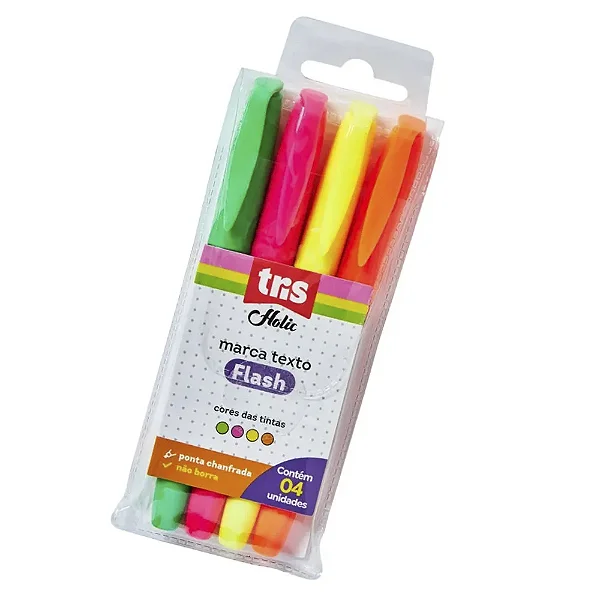 MARCA TEXTO 4 CORES NEON FLASH TRIS