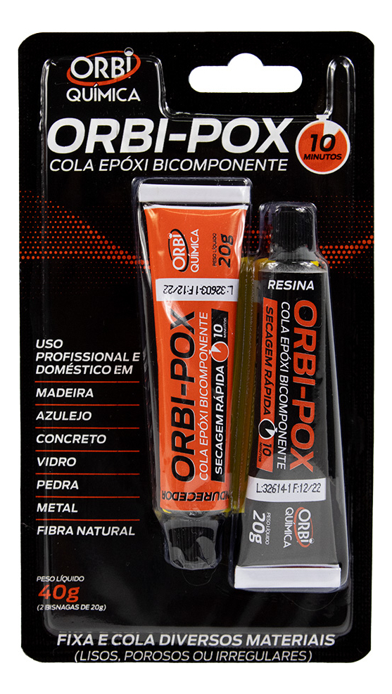Cola Orbi Pox Epoxi Biocomponente caixa com 12 Unidades