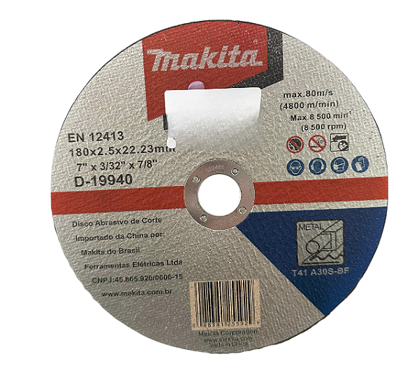 Disco de Corte Abrasivo Fino 7x3/ 32x7/8 GR 30 - D-19940-10 - Makita
