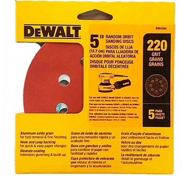 Disco Lixa TAM.5Pol GR220 (C/ 5 und.) - DW4306X - DeWALT