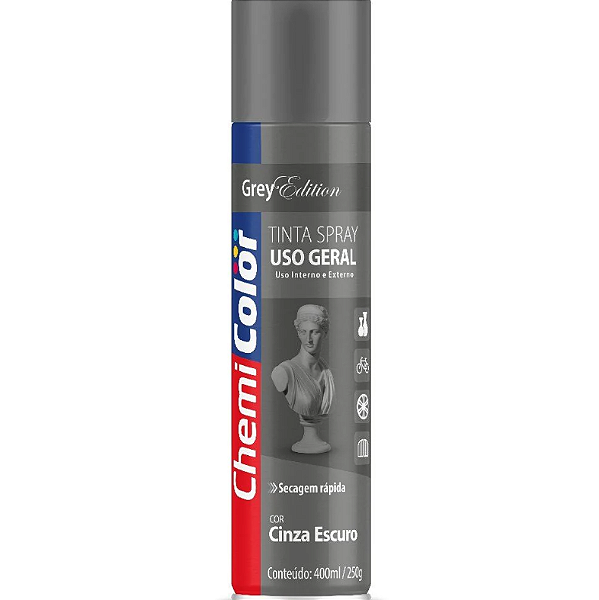 Tinta Spray Uso Geral 400ml Cinza Escuro - 0680196 - CHEMICOLOR