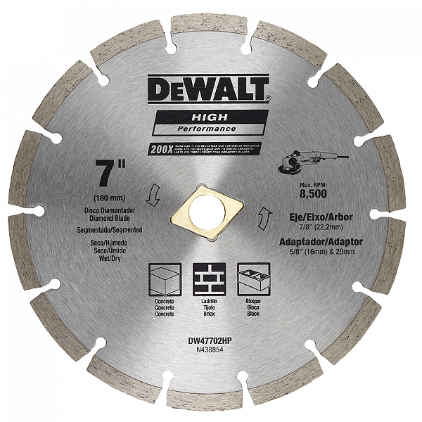 DISCO DIAMANT. SEGMENT. 7POL. 180MM - DEWALT