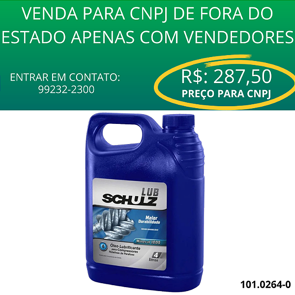 OLEO LUB MINERAL SCHULZ  (4 LTS) - 1.000H - PARAFUSO