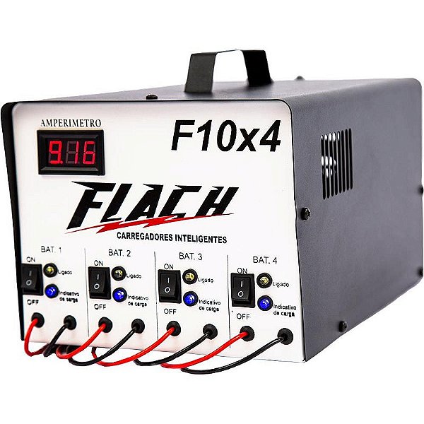 CARREGADOR DE BATERIA INTELIGENTE F10X4 127/220V 10A 12V - F10X4 - FLACH