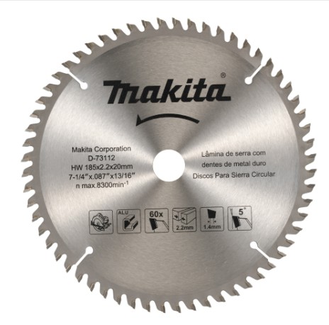 LAMINA DE WIDEA 7 1/4 POL. 60D P/ ALUMINIO - D-73112 - MAKITA