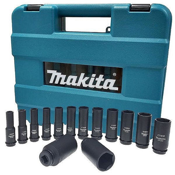 SOQUETE IMPACTO LONGO 1/2 10-32MM (JG) 14PCS C/ MAL - MAKITA