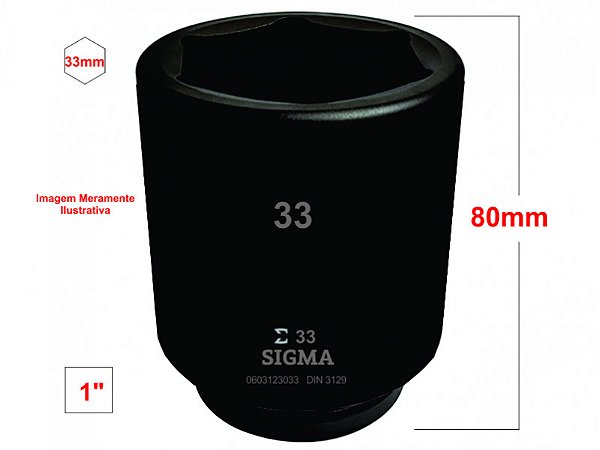 SOQUETE IMPACTO LONGO 1POL. 33MM (PRETO) - SIGMA