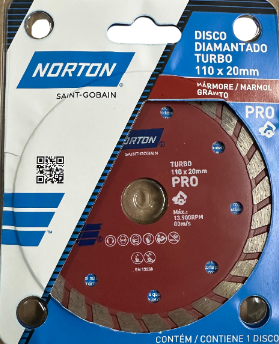 DISCO DE CORTE DIAMANTADO 110X20MM (METAL) - NORTON