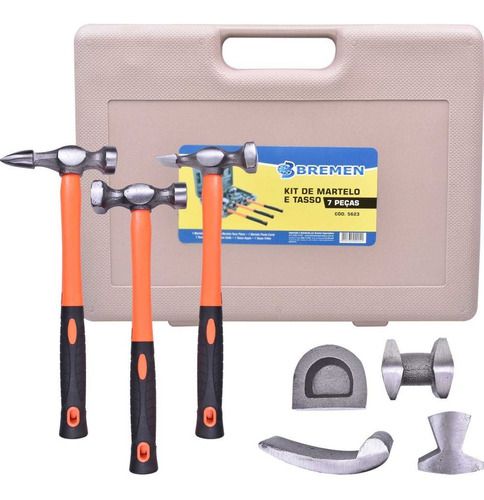 MARTELO E TASSO C/7PCS EM ACO  KIT (FUNILARIA ) - BREMEN
