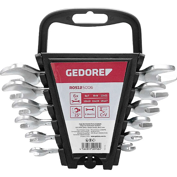 JOGO DE CHAVE FIXA 6-17MM C/6PCS R05125006 - GEDORE RED