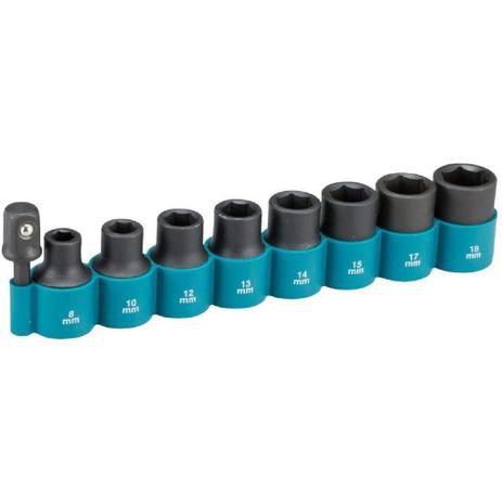 SOQUETE IMPACTO 1/2 - 8-18MM (JG) 09PCS C/ ADAPTADOR - MAKIT