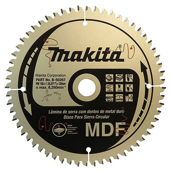 LAMINA SERRA CIRCULAR 185X20MM 60D (MDF REVEST) - MAKITA