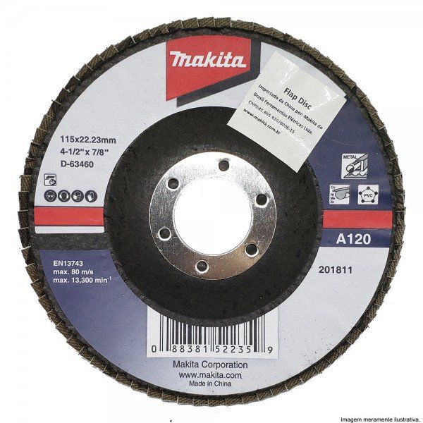 DISCO FLAP LIXA LAM. 4.1/2X7/8 POL. GR120 (ALUM) - MAKITA
