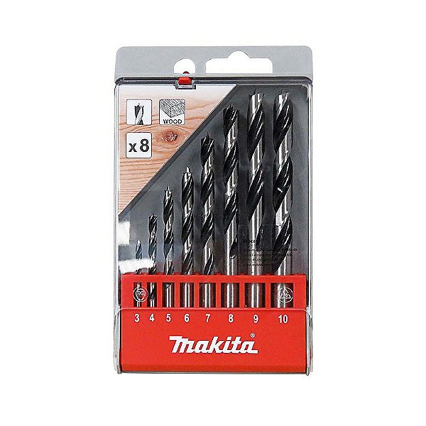 BROCA P/ MADEIRA 3-10MM TRES PONTAS (KIT) 8PCS - MAKITA