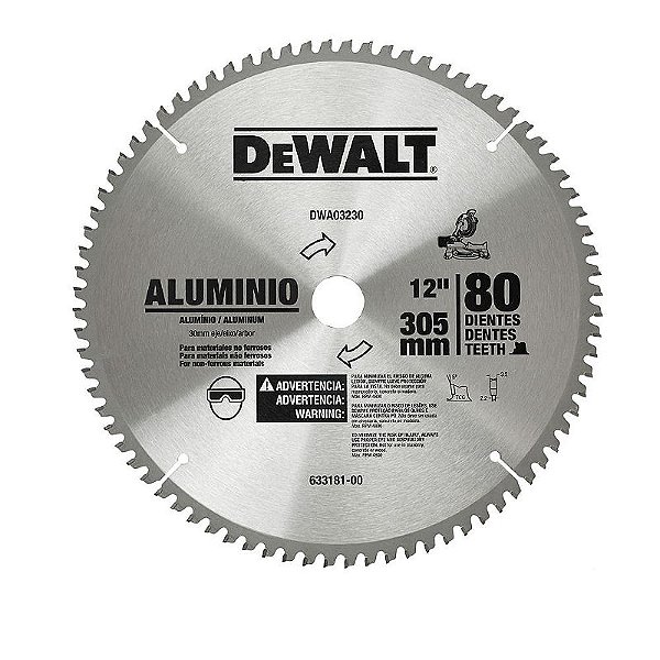 LAMINA DE WIDEA 12POL. 80D P/ ALUMINIO / MADEIRA - DEWALT