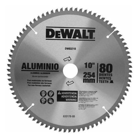 LAMINA DE WIDEA 10POL. 80D P/ ALUMINIO / MADEIRA - DEWALT