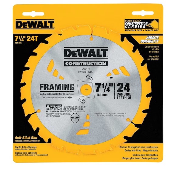 LAMINA SERRA CIRC. 7 1/4 24D (MAD. / LAMINADOS) - DEWALT