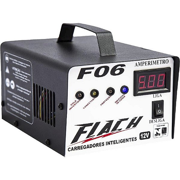 CARREGADOR DE BATERIA INTELIGENTE F06 127/220V 6A 12V DIGITA
