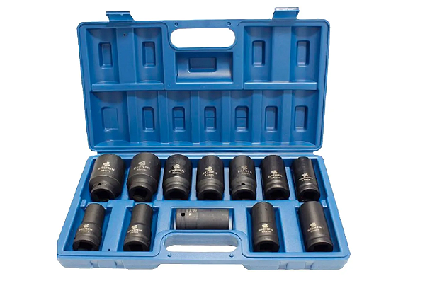 SOQUETE IMPACTO LONGO 3/4 17-38MM (JG) 12PCS C/ MAL - PRETO