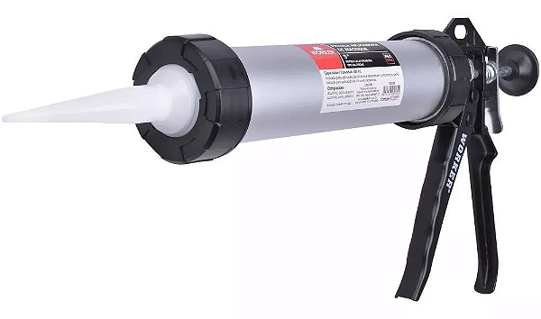 PISTOLA P/ APLICACAO DE SILICONE 9POL 400ML ALUMINIO - WORKE