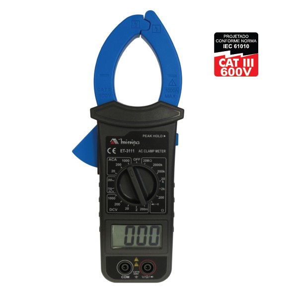 ALICATE AMPERIMETRO DIGITAL CAT III 600V - MINIPA