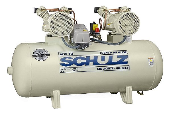 COMPRESSOR DE AR MSV 12 /200L 220V  60HZ ISENTO DE OLEO