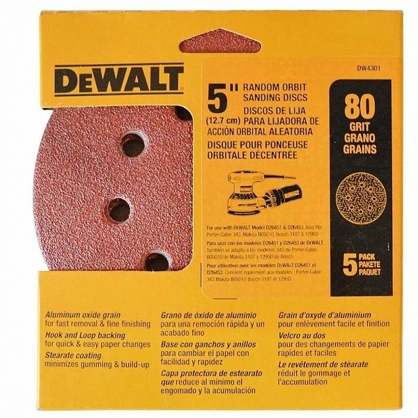 Disco Lixa Lâmina 5" GR80 Com 5 Unidades - DW4301X DEWALT