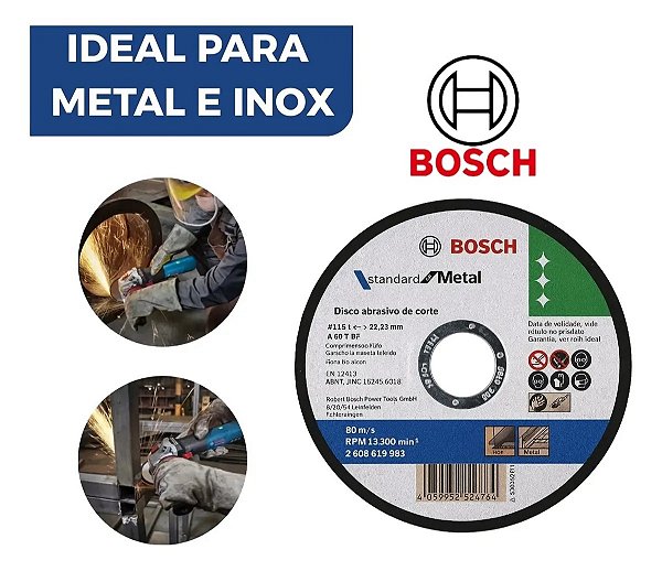 DISCO DE CORTE METAL INOX STD 115X1 0MM BOSCH