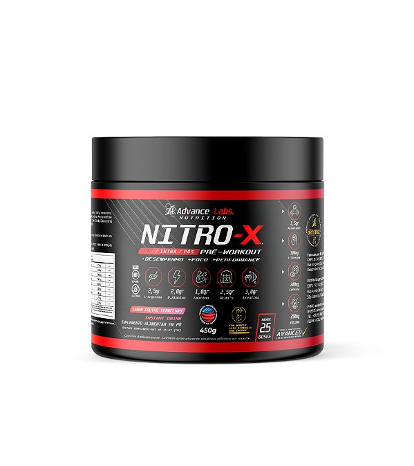 Nitro-X Pré - Workout 450gr Sabor Frutas Vermelhas