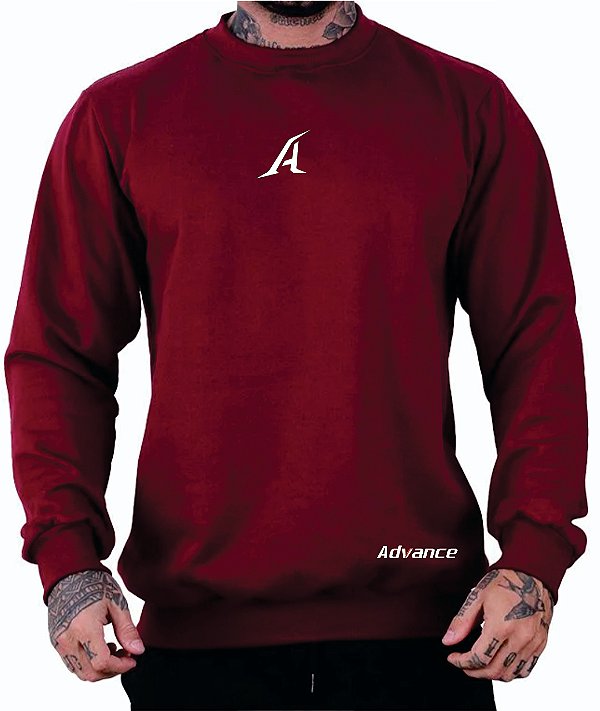 Blusa Moletom Masculina Premium cor Bordô Logo Advance Oficial