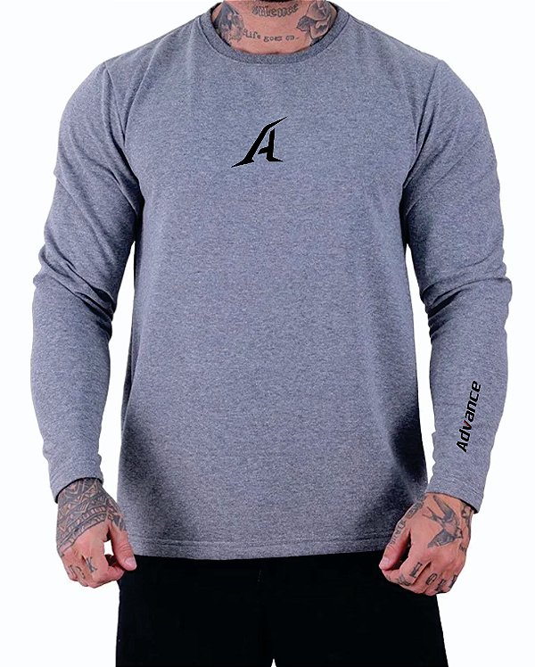 Blusa Moletinho Masculina Premium cor Cinza Logo Advance Oficial