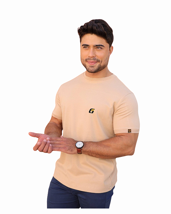 Camiseta Masculina Menegotti Suedine Bege Ethereal
