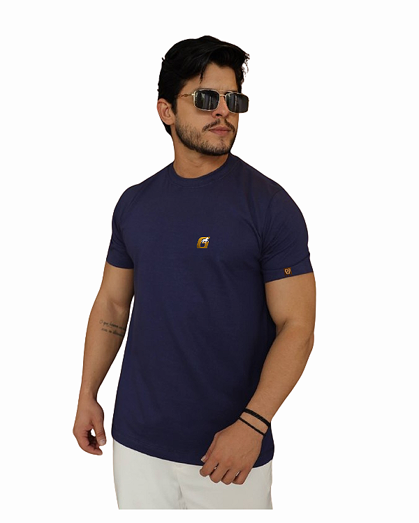 Camiseta Masculina Básica Menegotti Azul Tinteiro