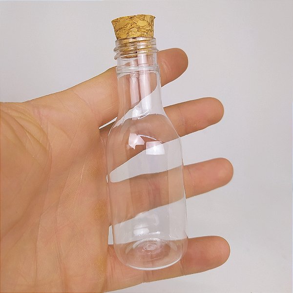 Mini Garrafa De Plastico 50ml Com Tampa De Rolha