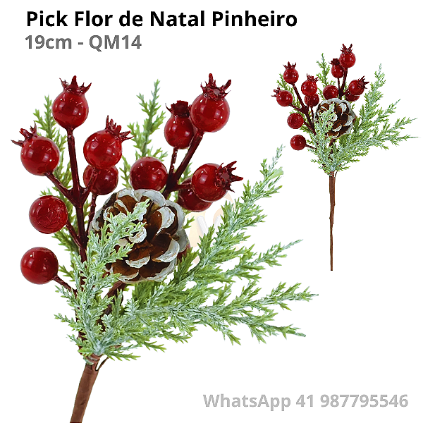 Pick Flor Artificial De Natal Pinheiro 19cm