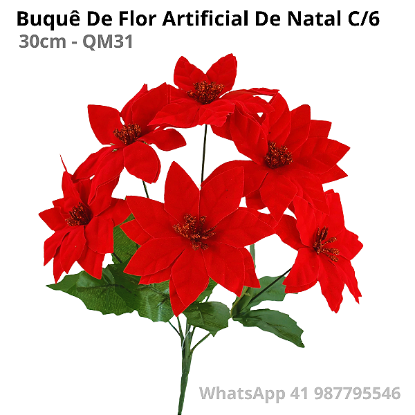 Buquê De Flor Artificial De Natal 30cm