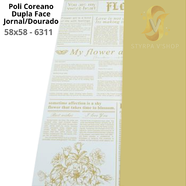 Poli Coreano Dupla Face Jornal/Dourado