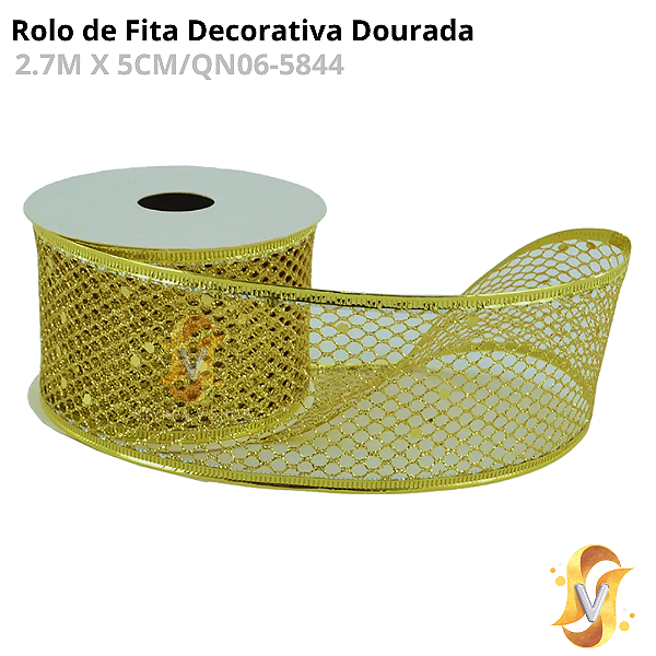 Rolo de Fita Decorativa Dourada