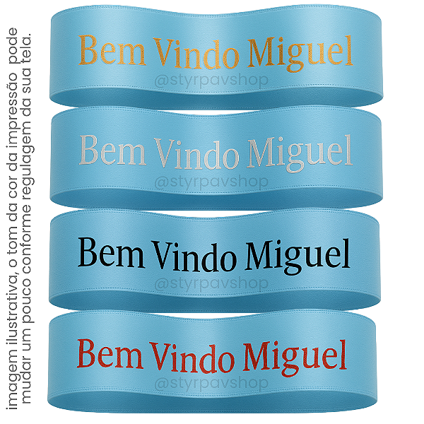 Fita AZUL CLARO de Cetim Personalizada 30mm