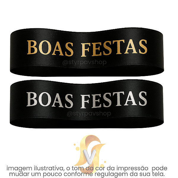 Fita PRETA de Cetim Personalizada 22mm